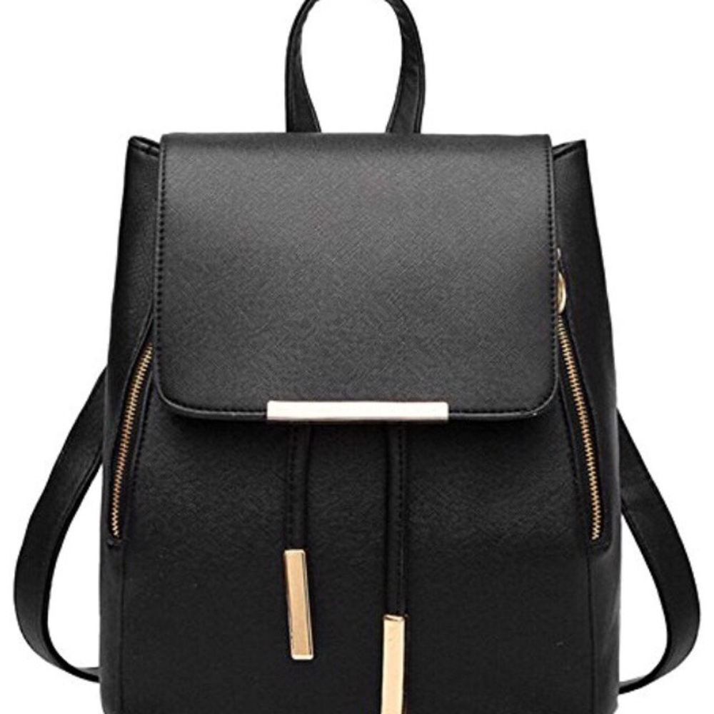 Black leather backpack purse